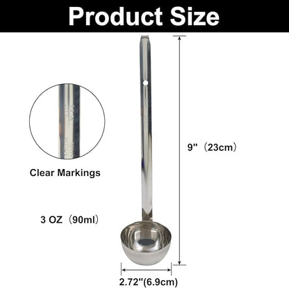 3 Oz Stainless Steel Ladle, 3 Pcs Sturdy Soup Ladle, 9" Long Handle Length for Stirring, Portioning and Serving Soup and Stew in Restaurants and Home (2.72" Bowl Diameter） - Image 2