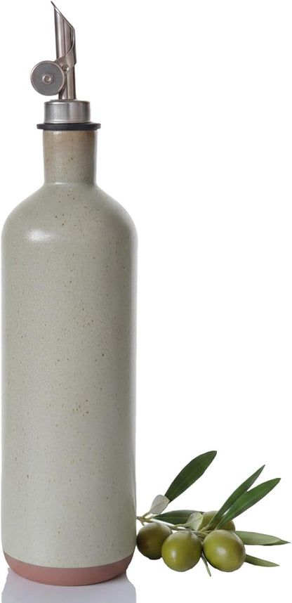17 oz Ceramic Olive Oil Dispenser for Kitchen, 500ml Porcelain Oil Container with Stainless Spout, Premium Cruet for Cooking, Vinegar, Salad, Air Fryer - Sage Green
