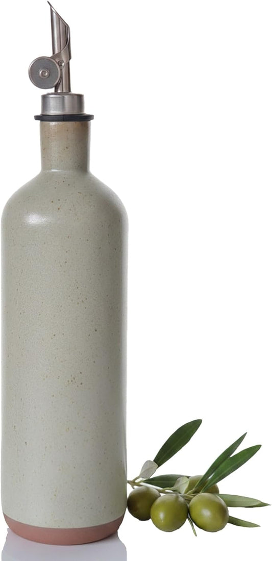 17 oz Ceramic Olive Oil Dispenser for Kitchen, 500ml Porcelain Oil Container with Stainless Spout, Premium Cruet for Cooking, Vinegar, Salad, Air Fryer - Sage Green