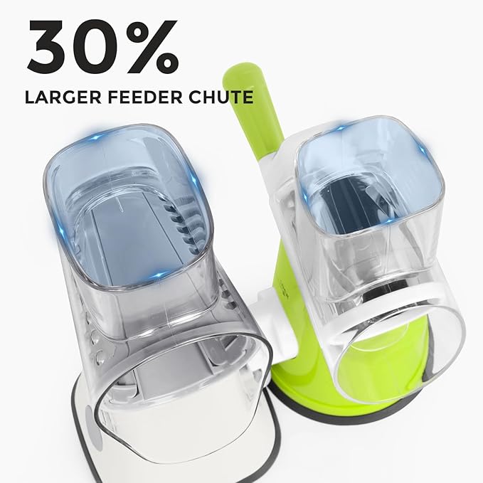 X Home 5-in-1 Rotary Cheese Grater for Kitchen, Upgraded Hand Crank Shredder with Stronger Suction Base & Multifunctional Drum Blades, for Cheese, Vegetables and Nuts, Easy to Use and Clean, White - Image 4