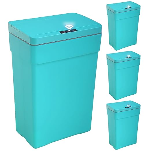 BestOffice 13 Gallon Trash Can Automatic Kitchen Trash Can Touch Free High-Capacity Garbage Can with Lid for Bedroom Bathroom Home Office 50 Liter (Black, 1) (4, Blue) by BestOffice