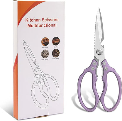 CGBE Kitchen Scissors All Purpose Heavy Duty, Ultra Sharp Stainless Steel Kitchen Shears Dishwasher Safe, Cooking Shears for Chicken, Poultry, Fish, Meat, Herbs & Grapes with Non-Slip Grips - Purple - Image 7
