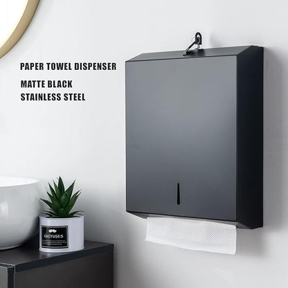 Paper Towel Dispenser Wall Mount Commercial c fold Multifold Trifold, Touchless Hand Towel Dispenser with Lock, (Matte Black) - Image 5
