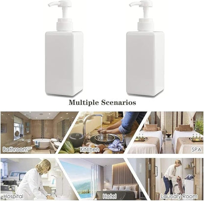 Pump Bottle, Refillable Plastic Empty Lotion Soap Dispenser Liquid Container for Bathroom Shampoo and Body Wash, 22oz/650ml White 2 Pack