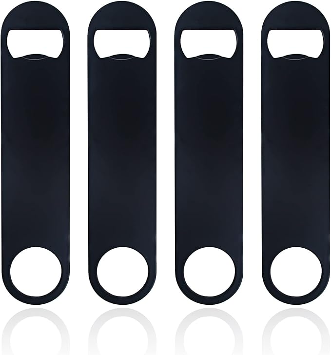 KTOJOY 4 PACK Stainless Steel Flat Bottle Opener, Beer Bottle Opener, 7inch, with Exquisite Packaging, for Kitchen, Bar or Restaurant, Black, by KTOJOY