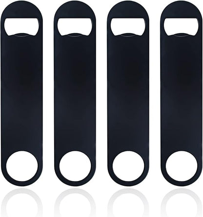 KTOJOY 4 PACK Stainless Steel Flat Bottle Opener, Beer Bottle Opener, 7inch, with Exquisite Packaging, for Kitchen, Bar or Restaurant, Black, by KTOJOY