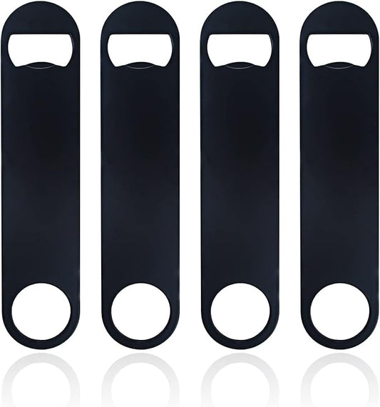 KTOJOY 4 PACK Stainless Steel Flat Bottle Opener, Beer Bottle Opener, 7inch, with Exquisite Packaging, for Kitchen, Bar or Restaurant, Black, by KTOJOY