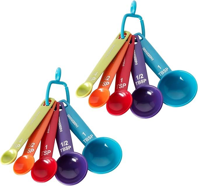 Farberware Kitchen Essentials Measuring Spoon Set, Set of 5 – 2 Pack, Easy Read Standard Units for Wet & Dry Ingredients, Lightweight Plastic Baking & Cooking Spoons – Dishwasher Safe by Farberware