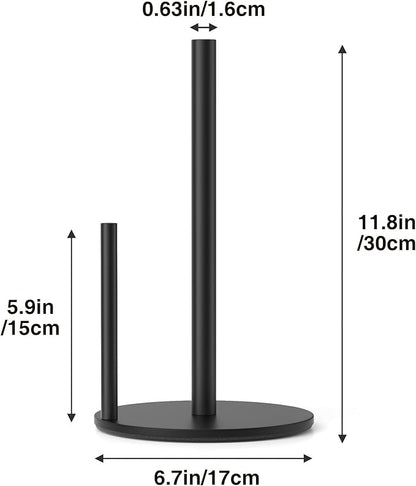 Paper Towel Holder Black, Premium Stainless Steel Kitchen Roll Dispenser, Countertop Roll Organizer with Weighted Base - Image 5