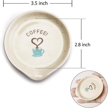 FANGSUN Coffee Spoon Rest, 3.5 Inch Ceramic Spoon Holder for Coffee Bar Accessories, Small Teaspoon Rest for Cafe Station Decor, Cute Farmhouse Cafe Bar Decor for Countertop, White - Image 4