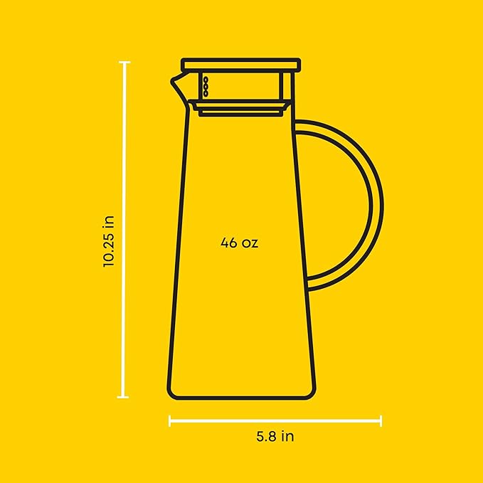 JoyJolt Glass Pitcher with Lid - 50oz Borosilicate Water Carafe, Jug with Stainless Steel Lid for Iced Tea, Lemonade, Juice, Mixed Drinks - Image 4