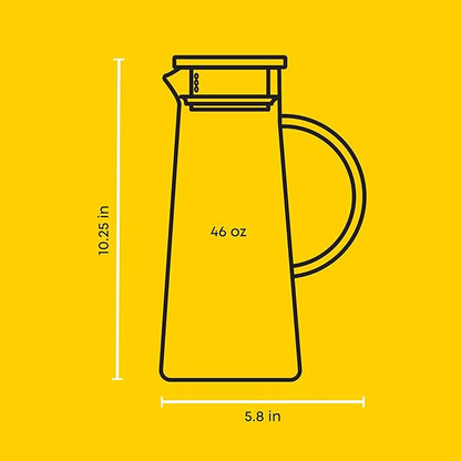 JoyJolt Glass Pitcher with Lid - 50oz Borosilicate Water Carafe, Jug with Stainless Steel Lid for Iced Tea, Lemonade, Juice, Mixed Drinks - Image 4