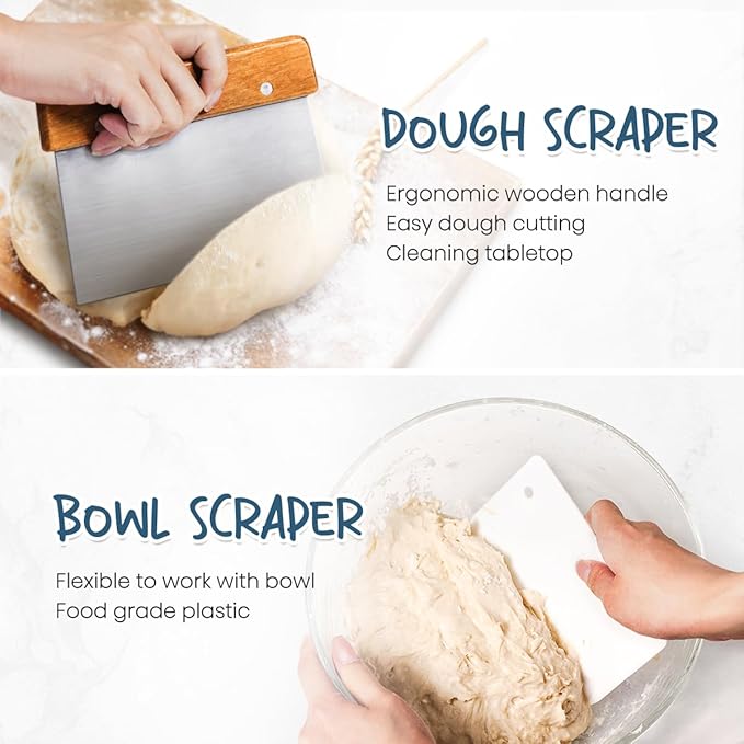 Rorecay Banneton Bread Proofing Baskets Set of 2, 9 Inch Round Cane Sourdough Bread Rising Basket Bowls with Sourdough Bread Making Tools Baking Supplies for Sour Dough Proofing Fermentation - Image 4