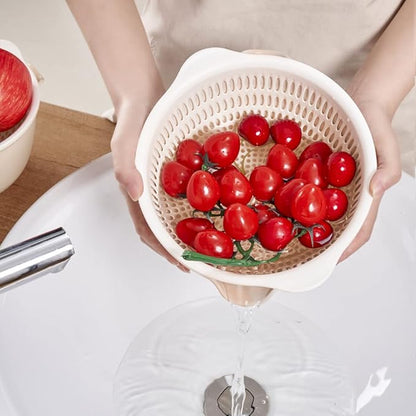 2 in 1 Kitchen Colander Set with Bowl Strainer (2 Sets 2.5 Qt),BPA Free Plastic Fruits and Vegetable Washing Basket,Dishwasher Friendly Double Layered Drain Basin,for Pasta Salad Berry Cleaning Mixing - Image 5