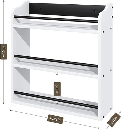 3 Tier Wooden Spice Rack, Seasoning Jars Rack Shelf Spice Organizer for Countertop or Wall Mount, Vertical Spice Holder for Kitchen Counter, Cabinet, Pantry, White - Image 5
