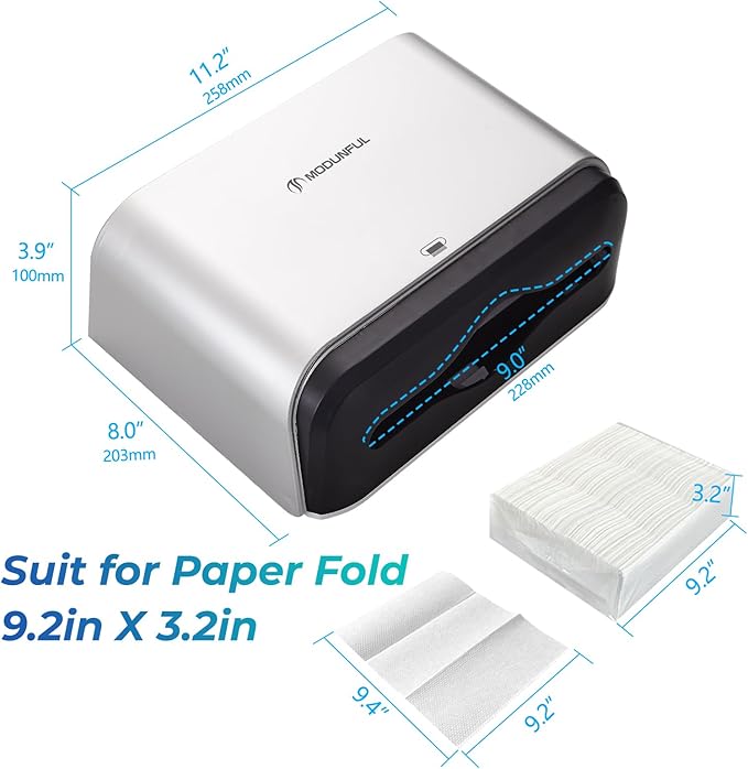 Trifold Hand Towel Dispenser for Bathroom - C Fold Paper Towel Dispenser Wall Mount with No-Hole Adhesive Installation, Compact 200 Sheets Large Capacity for Home, Apartment & RV - Image 5
