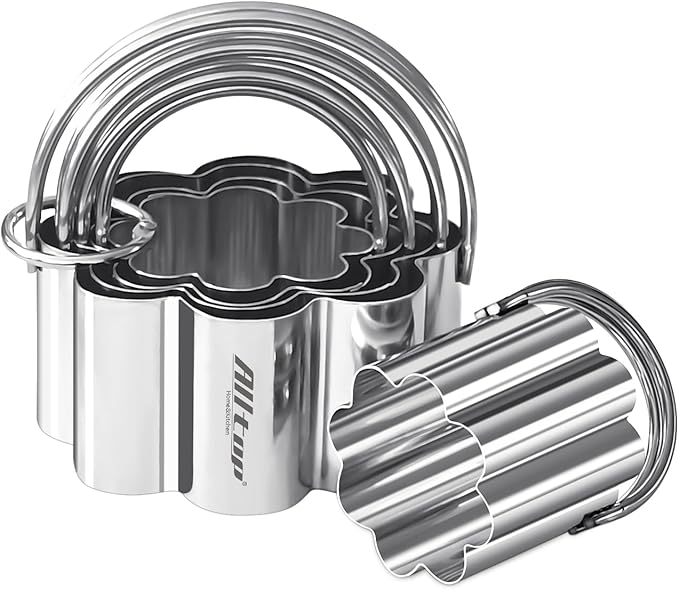 ALLTOP Scalloped Biscuit Cutters with Handle, Stainless Steel Cookie Cutter, Professional Baking Essential Tool for Pastry, Scone, Donut-Flower Shaped by ALLTOP