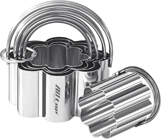 ALLTOP Scalloped Biscuit Cutters with Handle, Stainless Steel Cookie Cutter, Professional Baking Essential Tool for Pastry, Scone, Donut-Flower Shaped by ALLTOP