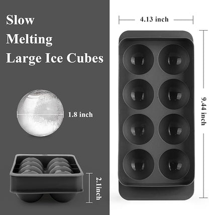 Round Ice Cube Mold,1.8 INCH x 8,Ice Ball Maker Mold | Round Ice Cube Trays for Freezer,Whiskey Ice Cubes Mold,Circle Ice Cube Tray with Lid,Ice Trays-Ice molds for Whiskey,Cocktails