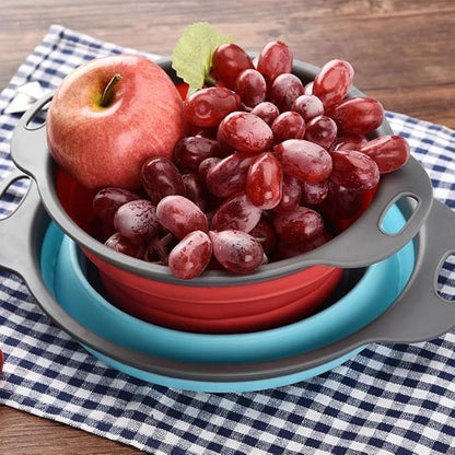 New and improved- Set of 3 Niklye Ultimate Kitchen Strainers—1×10” & 2×12” Collapsible Silicone Colanders. Now more durable and robust for everyday use with pasta, veggies, fruit & more. - Image 7