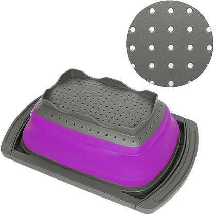 Qimh Collapsible Colander, Kitchen Colander Set Over Sink Strainer Veggies/Fruit Colanders Strainers with Extendable Handles, Dishwasher Safe Folding Strainer for Kitchen, 6-Quart, BPA Free - Image 5