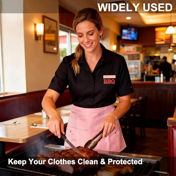 TiwerlfeServer Waist Aprons with 5 Pockets - 11.5 Inch Waterdrop & Oil Resistant Waitress Waiter Half Apron