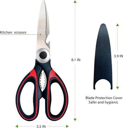 Kitchen Scissors 2 Pack Kitchen Shears All Purpose Heavy Duty Dishwasher Safe Multipurpose Utility Sharp Scissors for Food, Meat, poultry, Vegetable - Image 8