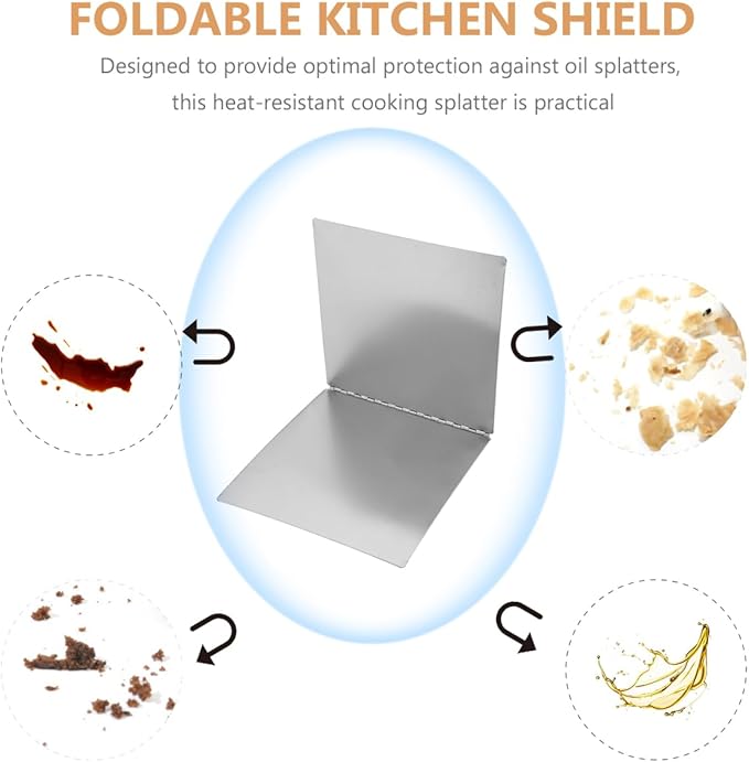 ABOOFAN Stainless Steel Oil-Proof Kitchen Shield 11.8 Inch Foldable Grease Splatter Screen for Stove Top Heat Insulation Baffle for Cooking Splash Protection