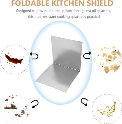 ABOOFAN Stainless Steel Oil-Proof Kitchen Shield 11.8 Inch Foldable Grease Splatter Screen for Stove Top Heat Insulation Baffle for Cooking Splash Protection