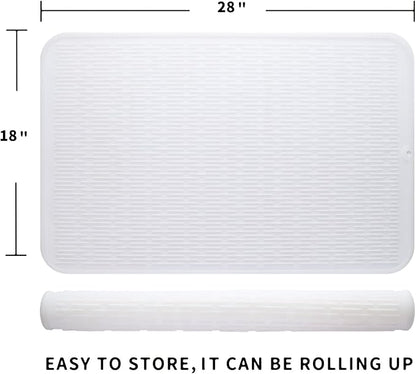 MicoYang Silicone Dish Drying Mat for Multiple Usage,Easy clean,Eco-friendly,Heat-resistant Silicone Mat for Kitchen Counter or Sink,Refrigerator or Drawer Liner Translucent 3XL 28 inches x 18 inches - Image 2