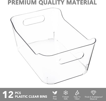 Tiawudi 12 Pack Plastic Storage Bins, Multi-Use Organizer Bins, Pantry Organizer, Clear Storage Containers for Home, Kitchen, Office, Cabinet, Shelf and Fridge Organization - Image 5