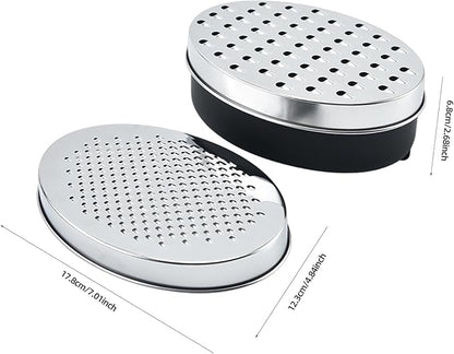 Stainless Steel Cheese Grater with Airtight Storage Container - Box Grater for Kitchen, Shredder for Parmesan, Cheddar, Vegetables, Chocolate, Nutmeg - Includes Lemon for Citrus, Ginger, Butter
