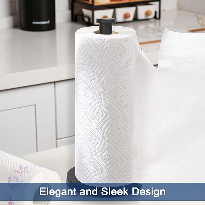 NearMoon Standing Paper Towel Holder, Kitchen Paper Towel Tissue Holder- for Bathroom Countertop, Standard or Jumbo-Sized Roll Paper (with Stainless Steel Base, Matte Black) - Image 6