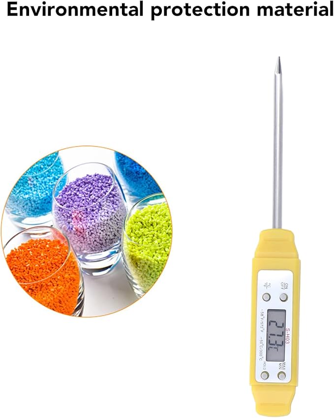 Akozon Digital Food Thermometer Automatic Calibration Pen High Accuracy Electronic Pocket Thermometer Yellow Home and Family Appliance and Decor - Image 9
