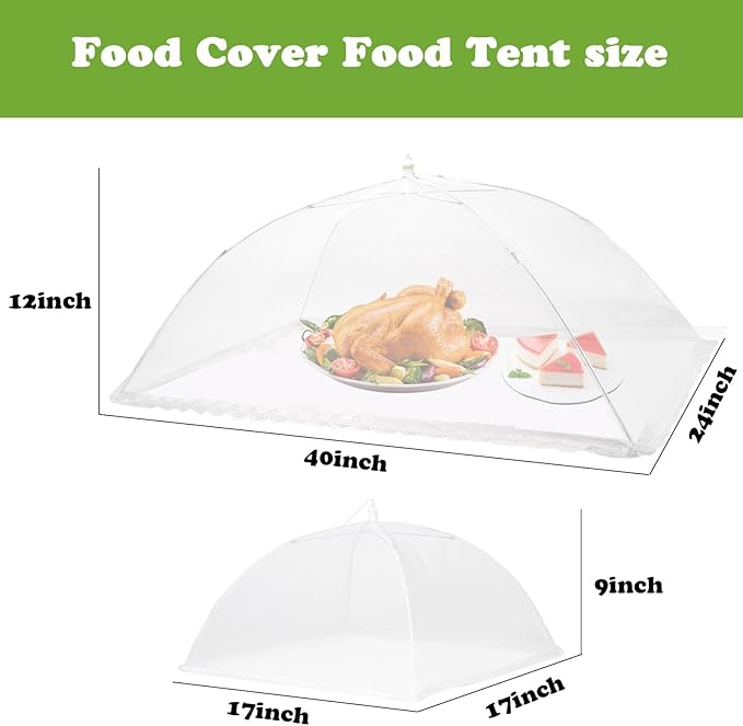 6 Pack Food Covers for Outside Mesh, Food Nets for Outdoors Large Food Covers, Food Tents Screen Outside,Reusable Pop-Up Umbrella Food Nets for Picnics, Parties, BBQs