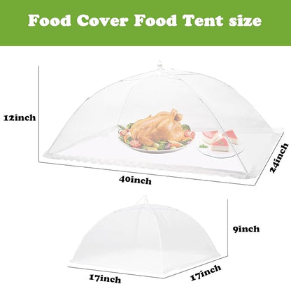 6 Pack Food Covers for Outside Mesh, Food Nets for Outdoors Large Food Covers, Food Tents Screen Outside,Reusable Pop-Up Umbrella Food Nets for Picnics, Parties, BBQs
