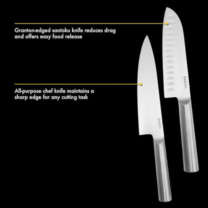 Babish High-Carbon 1.4116 German Steel 15 Piece Full Tang Forged Cutlery Kitchen Knife Block Set - Stainless Steel