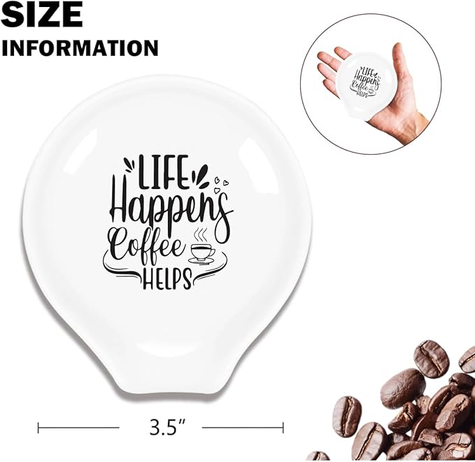 Funny Coffee Spoon Holder-Coffee Spoon Rest-Cafe Bar Station Accessories-Life Happens Coffee Helps Sign