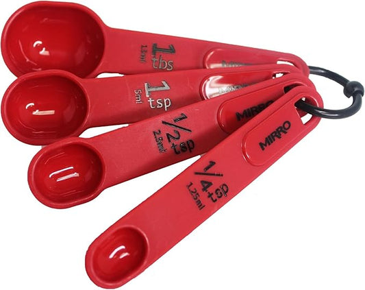MIRRO 4pc Nested Measuring Spoons Set, Red by VisitMirro