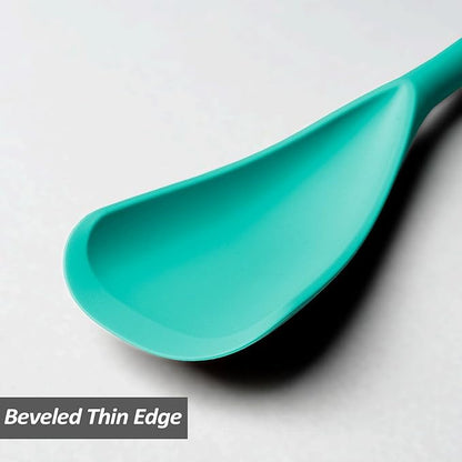 Silicone Spatula Spoon, Great for Both Cooking and Serving Durable BPA-Free Matte Black Silicone, Seamless Design, Safe for Nonstick Cooking Surfaces, 2-Pcs, Teal - Image 4