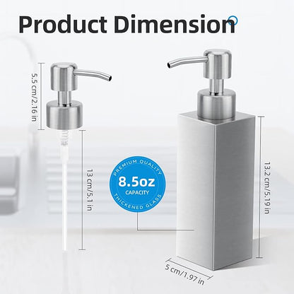Soap Dispenser with Rust Proof Stainless Steel Pump Refillable for Bathroom and Kitchen Soap Dispenser for Essential Oils, Liquid, Lotions (8.5OZ / 250ML) - Image 4