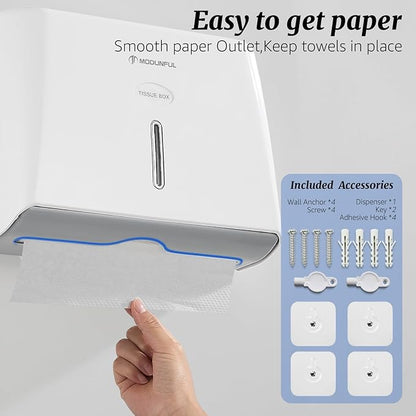 Paper Towel Dispenser Wall Mount - Adhesive Paper Towel Holder for Bathroom, Multi-fold/Trifold/Z Fold, 210 Sheets Large Capacity for Compact Home, Apartment & RV - Image 6
