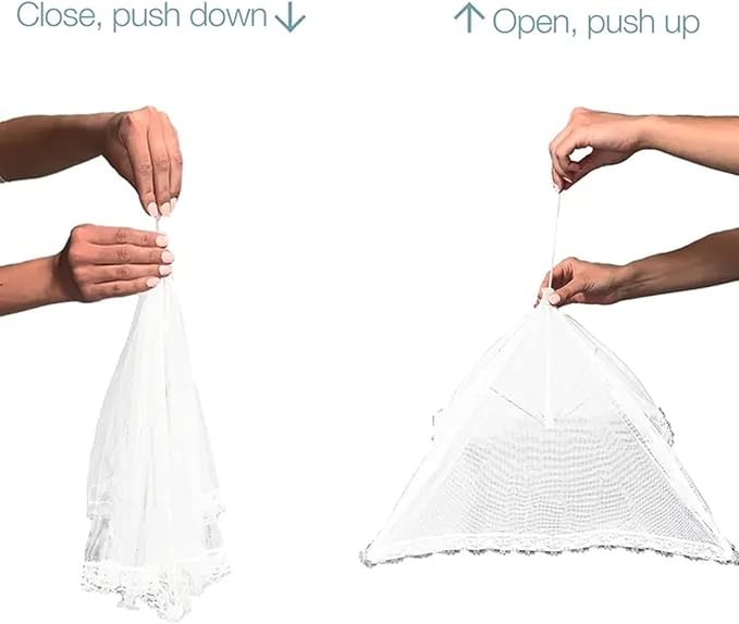 Simply Genius Pop-Up Outdoor Food Covers to Keep Bugs Away - 14 x 14 in, 4 Pack, White - Mesh Food Covers for Picnic & BBQ - Portable Nets for Outside - Image 3
