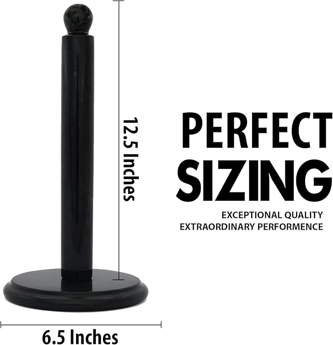 Black Marble Paper Towel Holder – Handmade Heavyweight Stand for Kitchen Countertops, Bathroom, Dining Table – Non-Slip Felt Base – Modern Natural Stone Decor