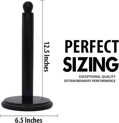 Black Marble Paper Towel Holder – Handmade Heavyweight Stand for Kitchen Countertops, Bathroom, Dining Table – Non-Slip Felt Base – Modern Natural Stone Decor
