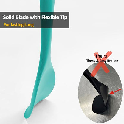 Upgrade Silicone Spatula Spoon Set,VOVOLY Heat Resistant Rubber Spoonula, Seamless Non-Stick Flexible Scrapers for Baking Mixing Tool,3 Pack, Teal - Image 4