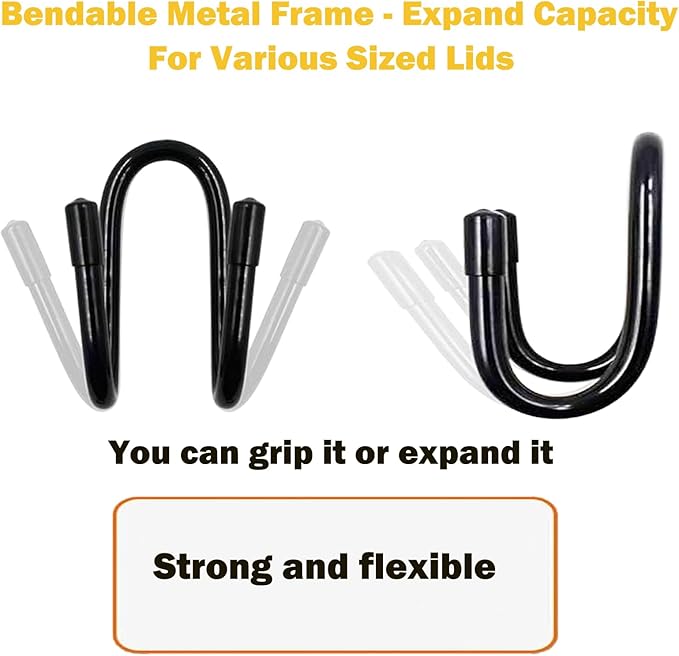 2 Pack Pot Lid Organizer Rack, Black Pot Lids Holder for Cabinet Door/Wall, No Drilling Adhesive Wall/Door Mounted Rustproof Pot and Pan Cover for Kitchen Storage, Pot lid no falls off. - Image 9