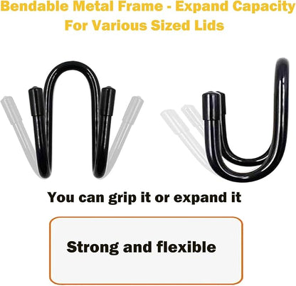 2 Pack Pot Lid Organizer Rack, Black Pot Lids Holder for Cabinet Door/Wall, No Drilling Adhesive Wall/Door Mounted Rustproof Pot and Pan Cover for Kitchen Storage, Pot lid no falls off. - Image 9
