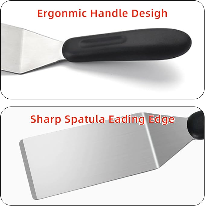 2-Pieces Small Metal Spatula Set, Mini Metal Spatulas for Kitchen Use, Stainless Steel Spatula for Flipping, Serving & Turning Pancakes, Eggs, Brownies, Cookies, Cakes & Desserts (2 PC SOLID)