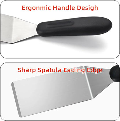 2-Pieces Small Metal Spatula Set, Mini Metal Spatulas for Kitchen Use, Stainless Steel Spatula for Flipping, Serving & Turning Pancakes, Eggs, Brownies, Cookies, Cakes & Desserts (2 PC SOLID)